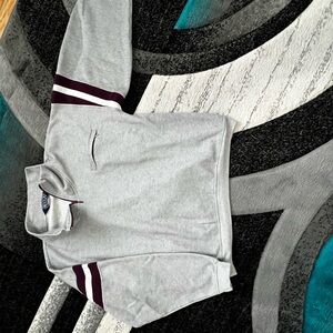 Vintage Grandpa Style Gray and Maroon Quarter-Zip Sweater